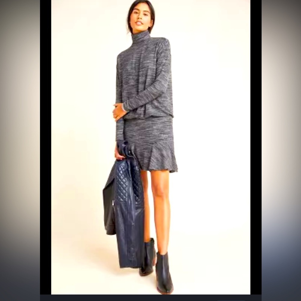 Bailey 44 Greta mock neck ruffle casual dress mini fall formal grey Nwot $200